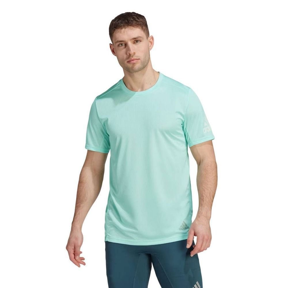 Camiseta Adidas M/C Run It Masculina IJ6837 Verde Claro/Branco 1