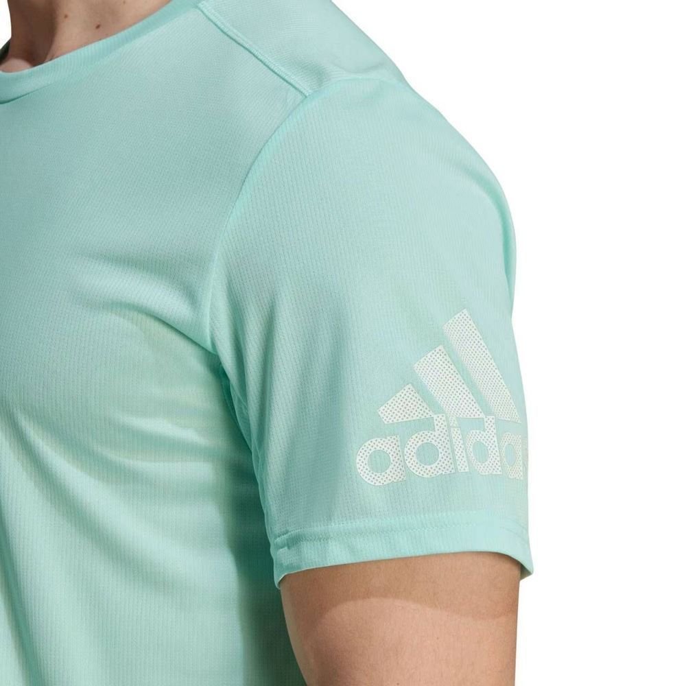 Camiseta Adidas M/C Run It Masculina IJ6837 Verde Claro/Branco 3