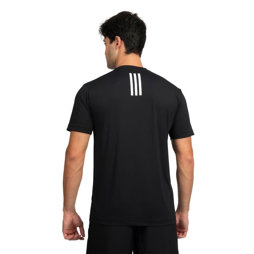 Camiseta Adidas M/C Own The Run 3 Listras Masculina JY1651 Preto/Branco 2