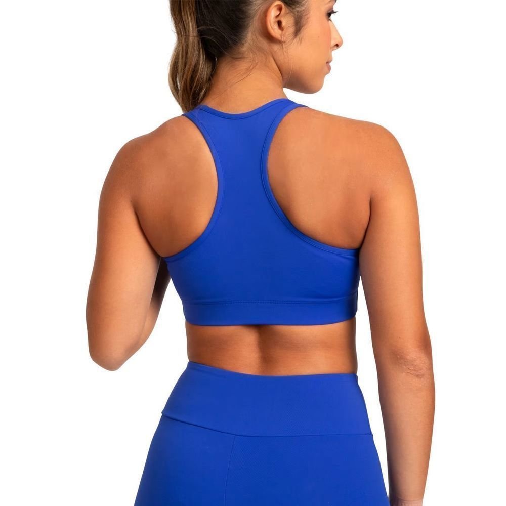 Top Adidas Básico Suporte Leve Feminino JX9389 Azul 2