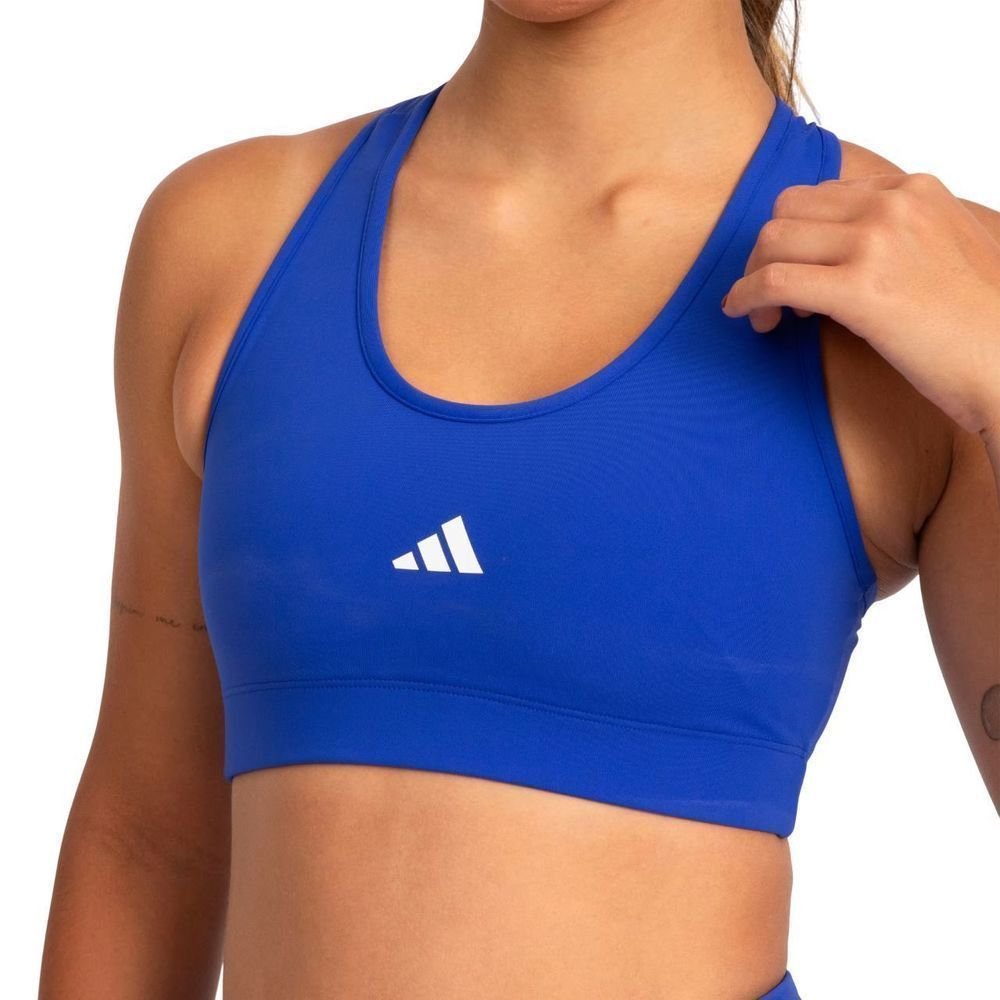 Top Adidas Básico Suporte Leve Feminino JX9389 Azul 3