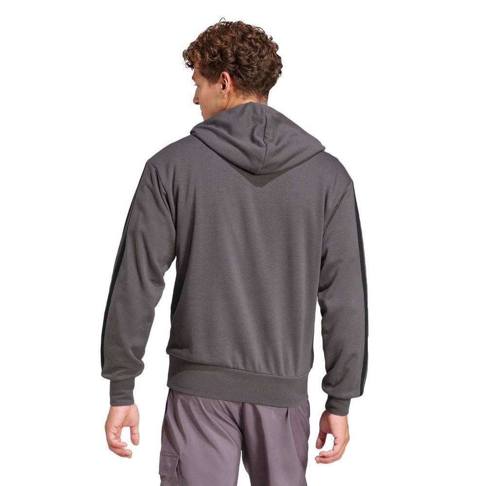 Moletom Adidas com Capuz 3 Stripes Masculino JE6365 Chumbo/Preto 3