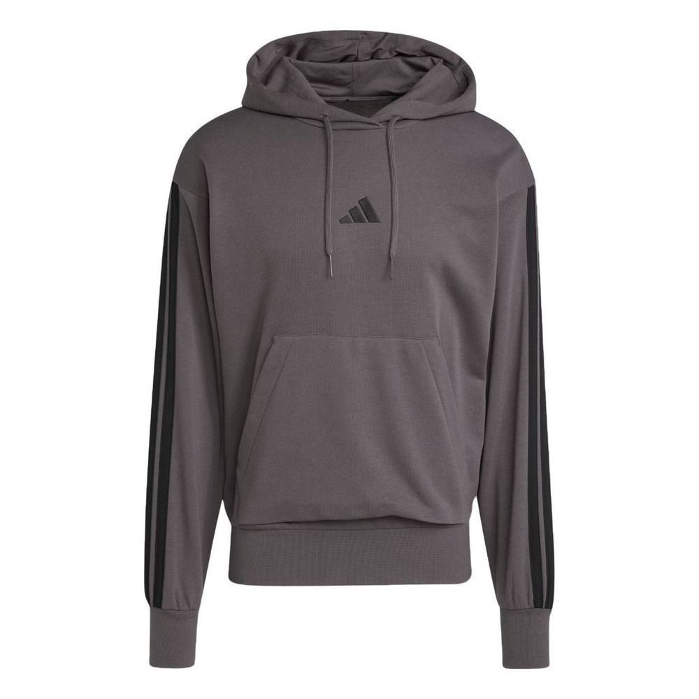 Moletom Adidas com Capuz 3 Stripes Masculino JE6365 Chumbo/Preto 4