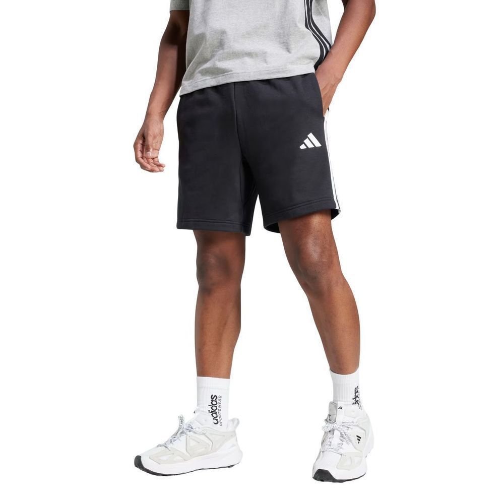 Shorts Adidas 3 Stripes French Terry Masculino JE6414 Preto/Branco