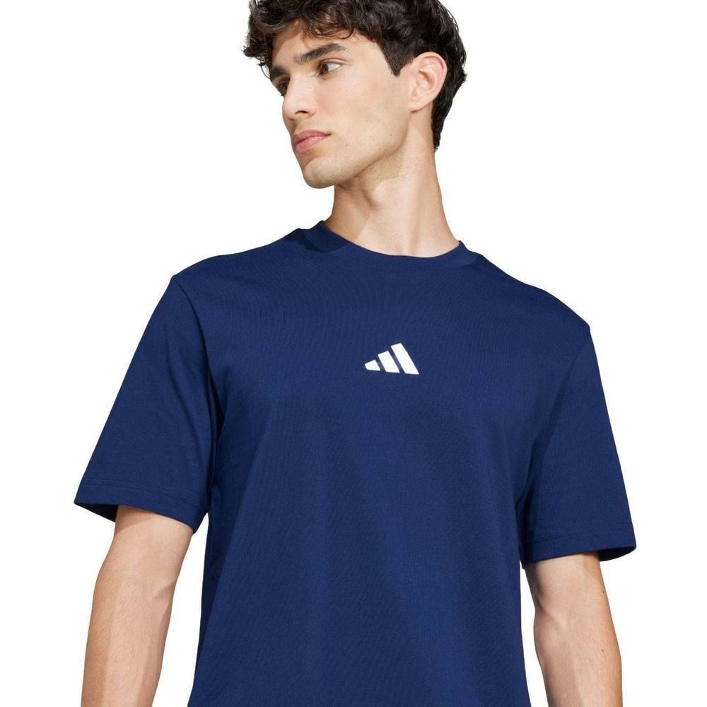 Camiseta Adidas M/C Small Logo Masculina JF1093 Azul/Branco 4