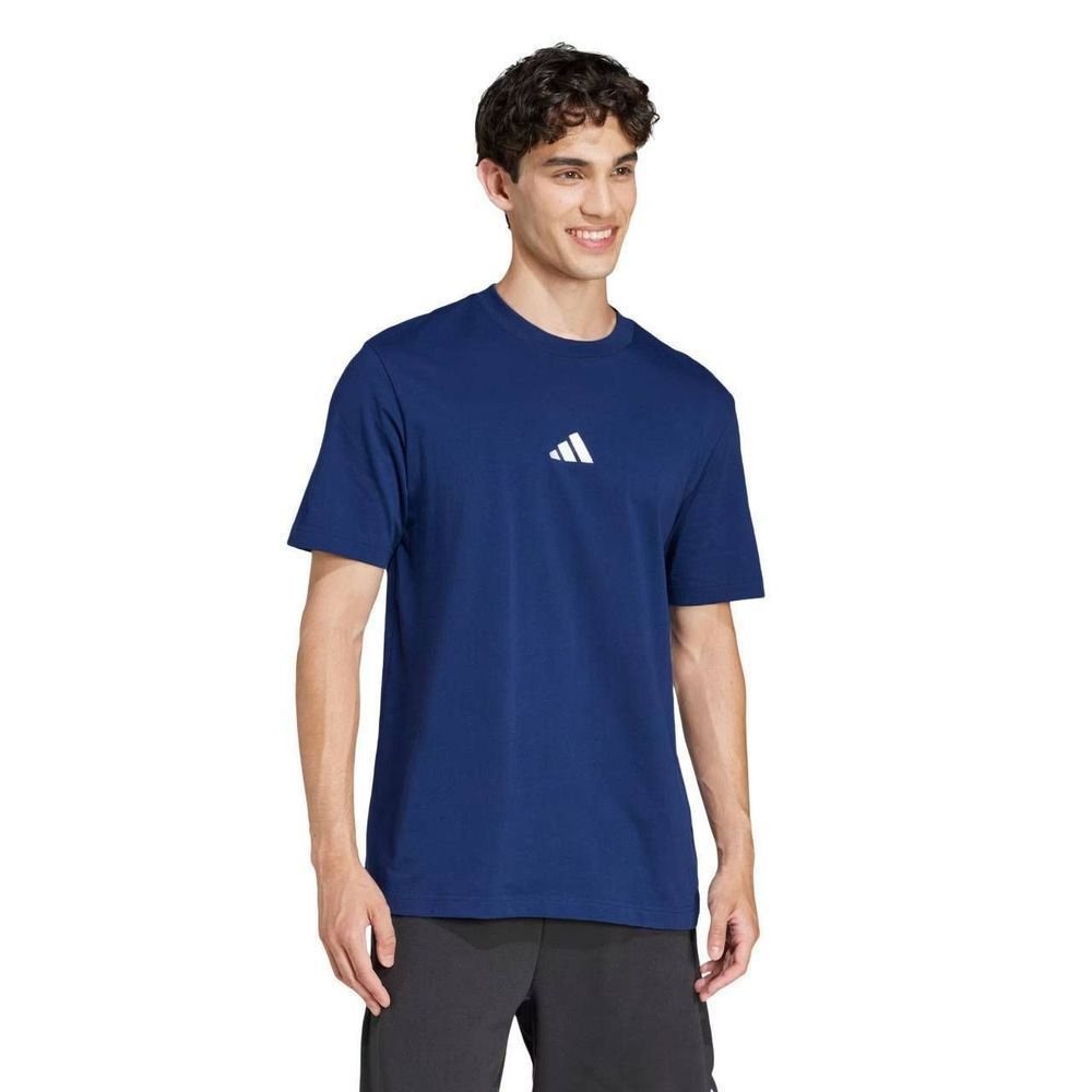 Camiseta Adidas M/C Small Logo Masculina JF1093 Azul/Branco 6