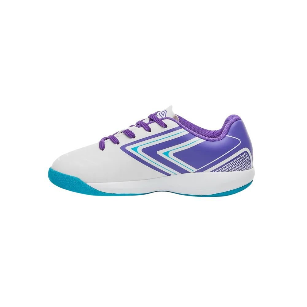 Chuteira Juvenil Umbro Futsal Pro 5 Jr U07FB00092-203 Branco/Roxo 2