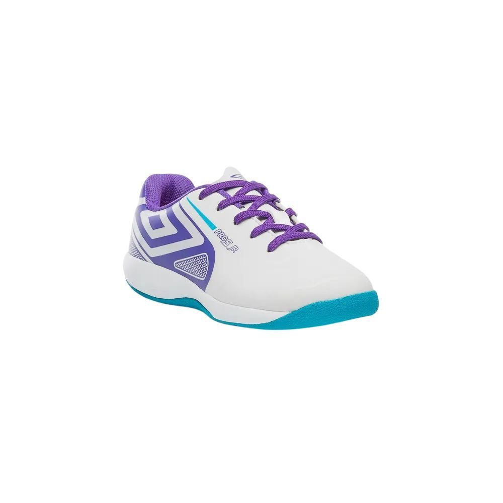 Chuteira Juvenil Umbro Futsal Pro 5 Jr U07FB00092-203 Branco/Roxo 3