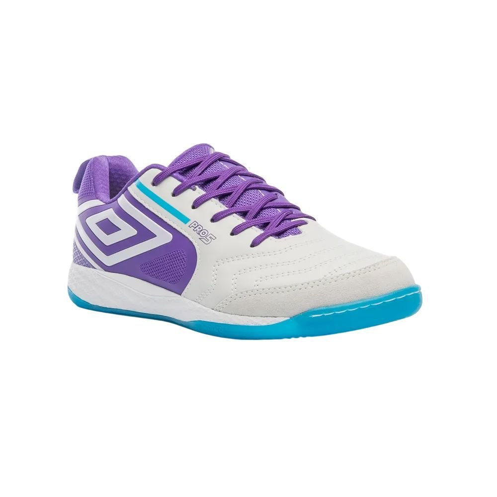 Chuteira Umbro Futsal Pro 5 Bump Masculina U01FB041-203 Branco/Roxo 3