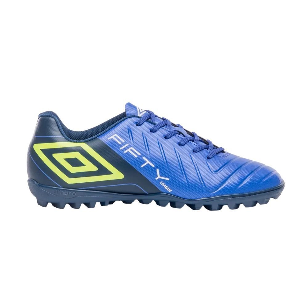 Chuteira Umbro Society Fifty VI League Masc U01FB00325-376 Azul/Amarelo 1