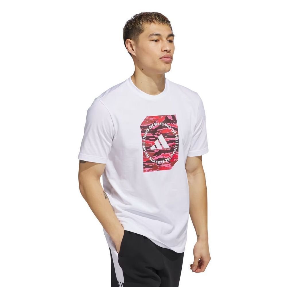 Camiseta Adidas M/C Camo Shape Graphic Masculina JI6763 Branco/Rosa 3