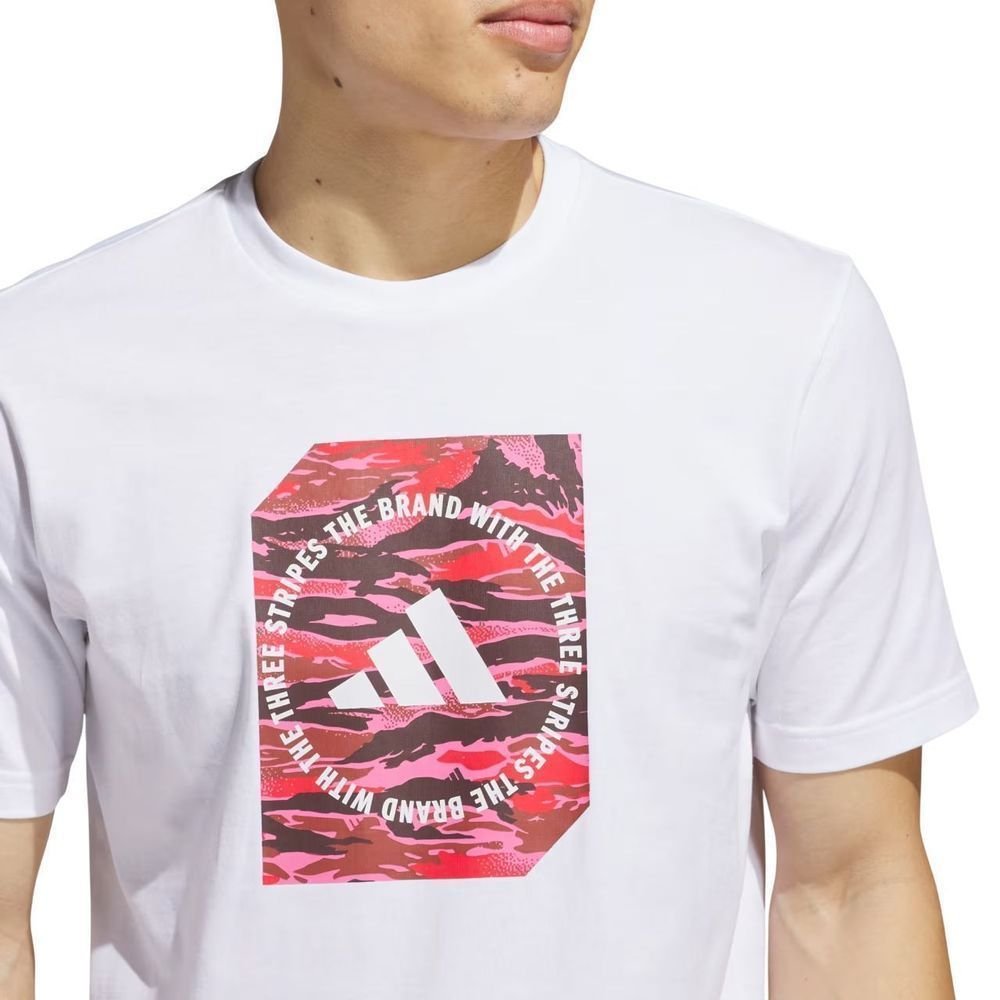 Camiseta Adidas M/C Camo Shape Graphic Masculina JI6763 Branco/Rosa 4