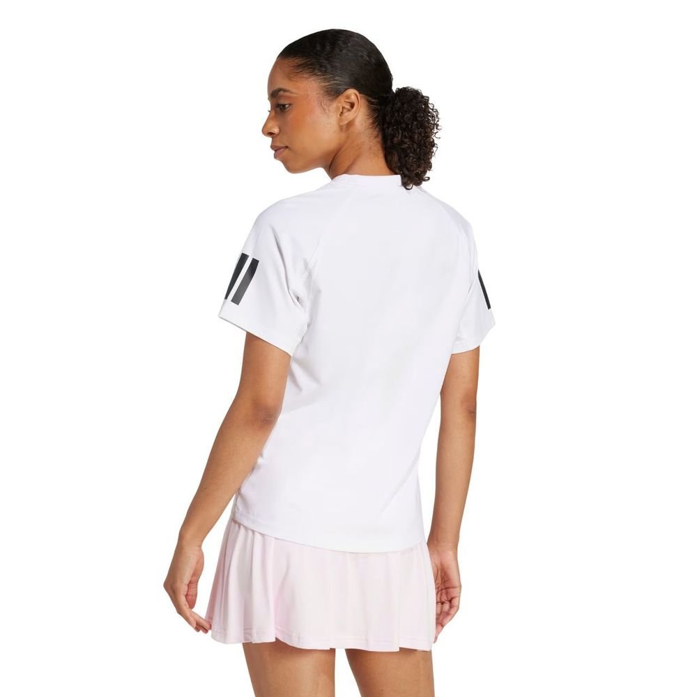 Camiseta Adidas M/C Club 3 Listras Feminina JN7094 Branco 2