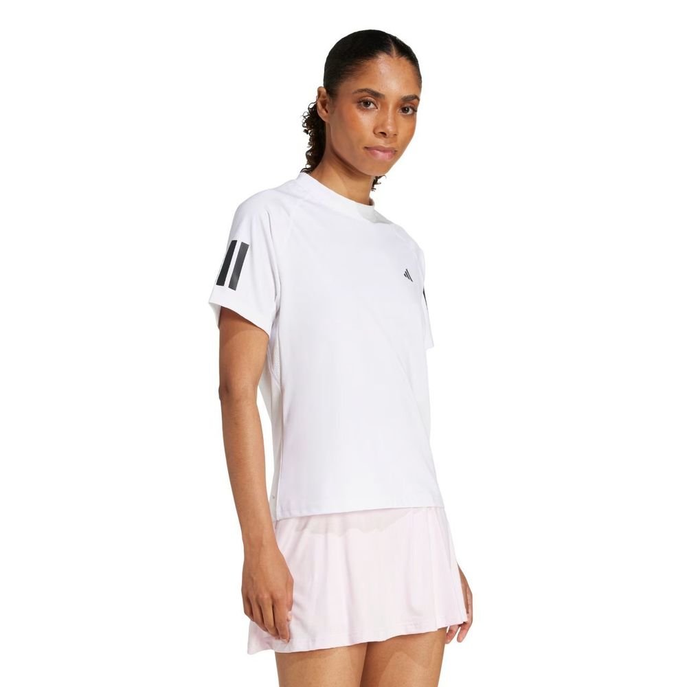 Camiseta Adidas M/C Club 3 Listras Feminina JN7094 Branco 3