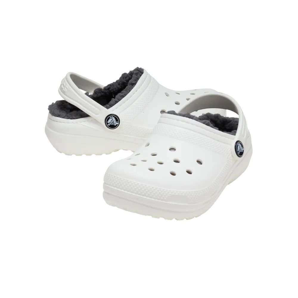 Sandália Infantil Crocs Classic Lined Clog T 207009-10M Branco/Cinza 4