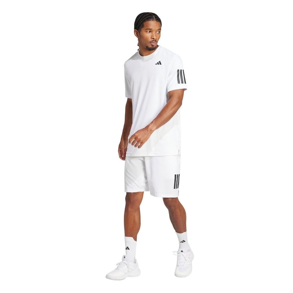 Camiseta Adidas M/C Club 3 Listras Masculina JE0413 Branco 5