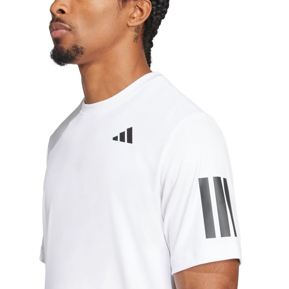 Camiseta Adidas M/C Club 3 Listras Masculina JE0413 Branco 6
