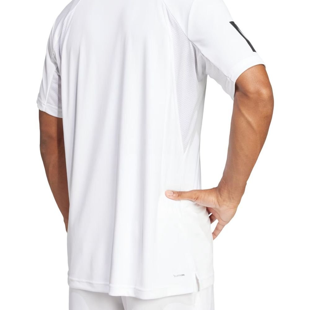 Camiseta Adidas M/C Club 3 Listras Masculina JE0413 Branco 7