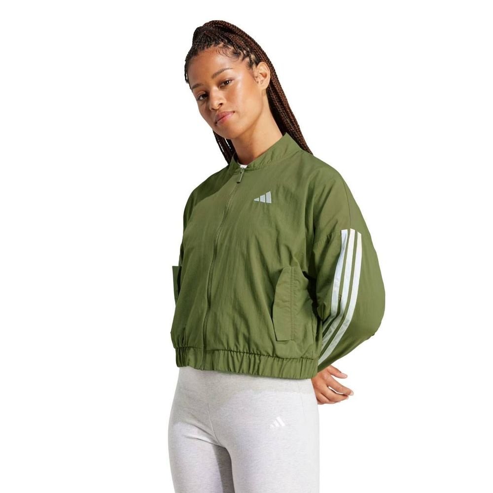 Jaqueta Adidas Bomber 3 Stripes Feminina JD5320 Verde 2
