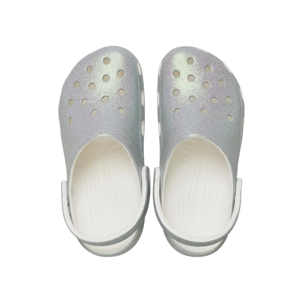 Sandália Crocs Iridescent Glitter Clog Unissex 211005-100 Prata 6