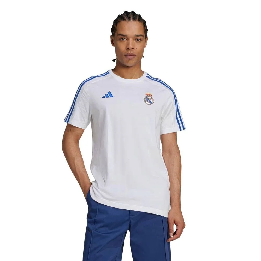 トップス Reee Camiseta Adidas M/C DNA Real Madrid Masculina IT3814 Branco/Azul
