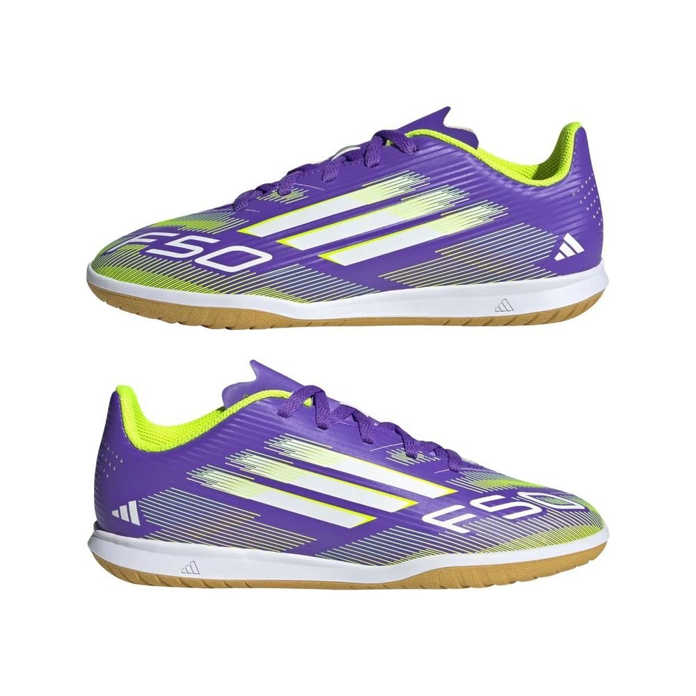 Chuteira Juvenil Adidas Futsal F50 Club JI0042 Roxo/Verde Claro 5