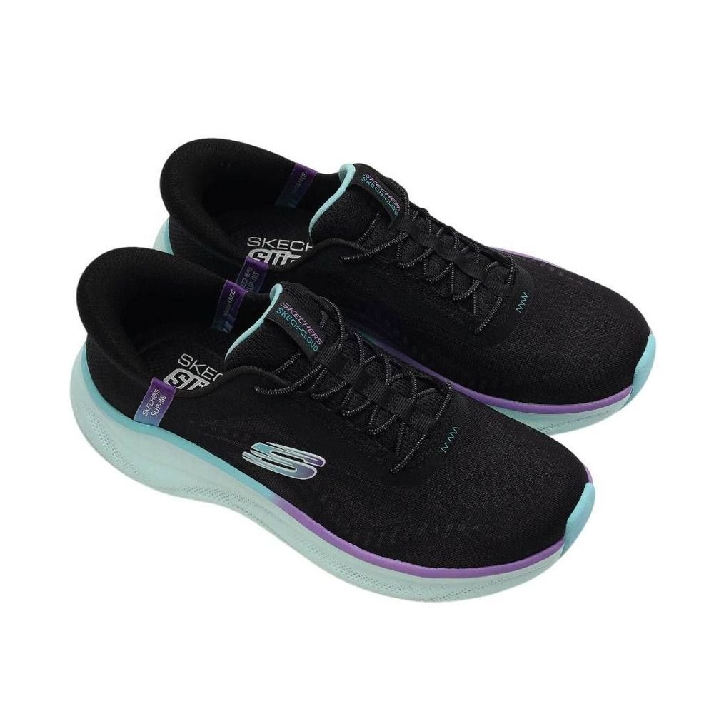 Tênis Skechers Cloud Perfectly Plush Feminino 150560-BKMT Preto/Roxo 4
