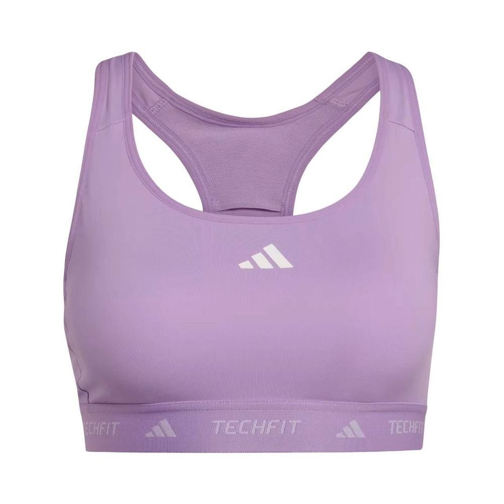 Top Adidas Techfit Suporte Médio Feminino JW7243 Roxo 2