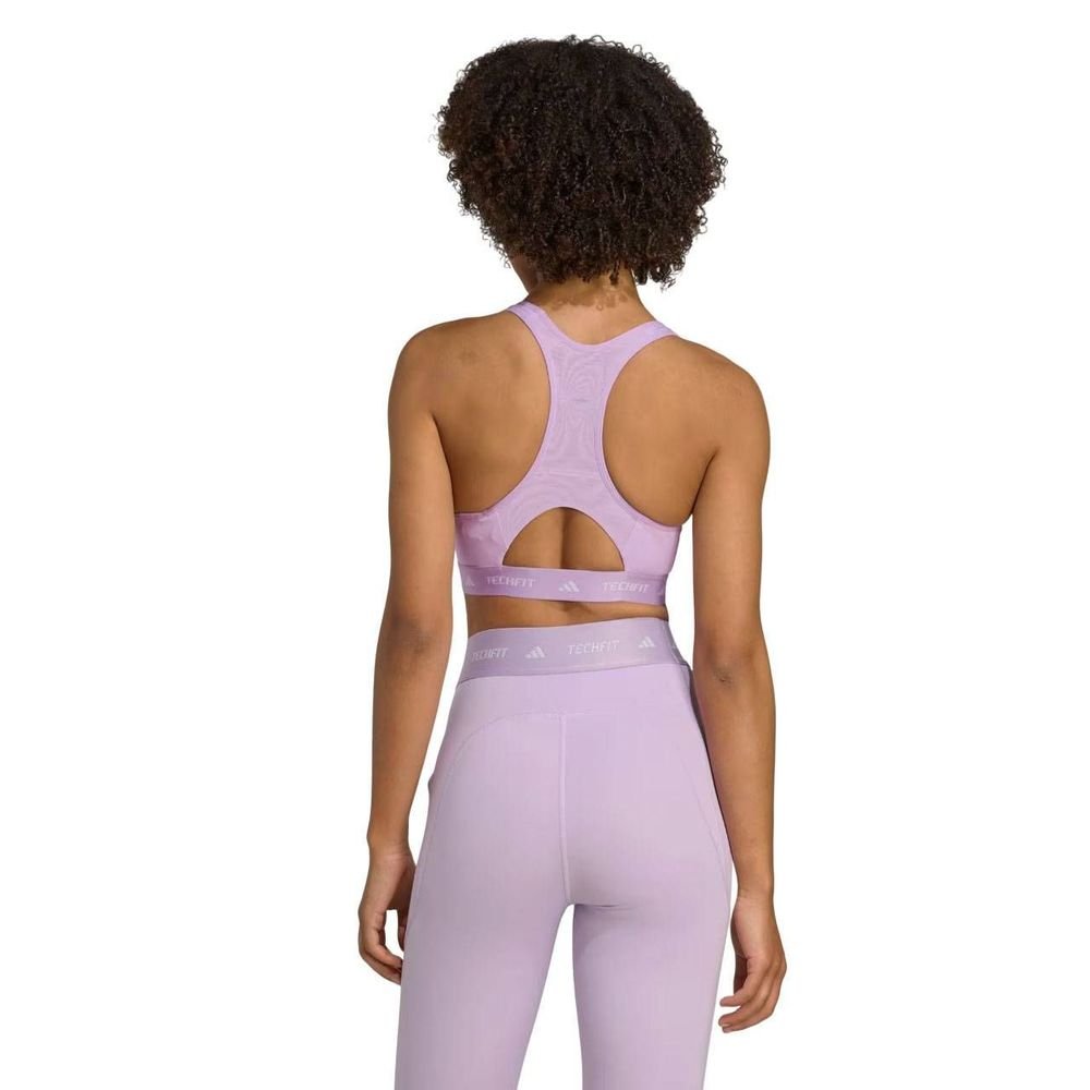 Top Adidas Techfit Suporte Médio Feminino JW7243 Roxo 3