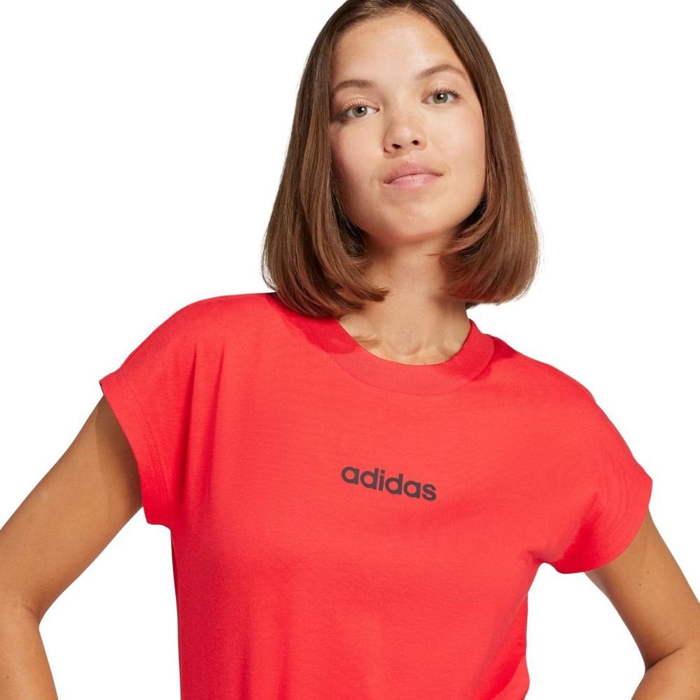 Camiseta Adidas M/C Logo Linear Feminina JG8661 Vermelho 5