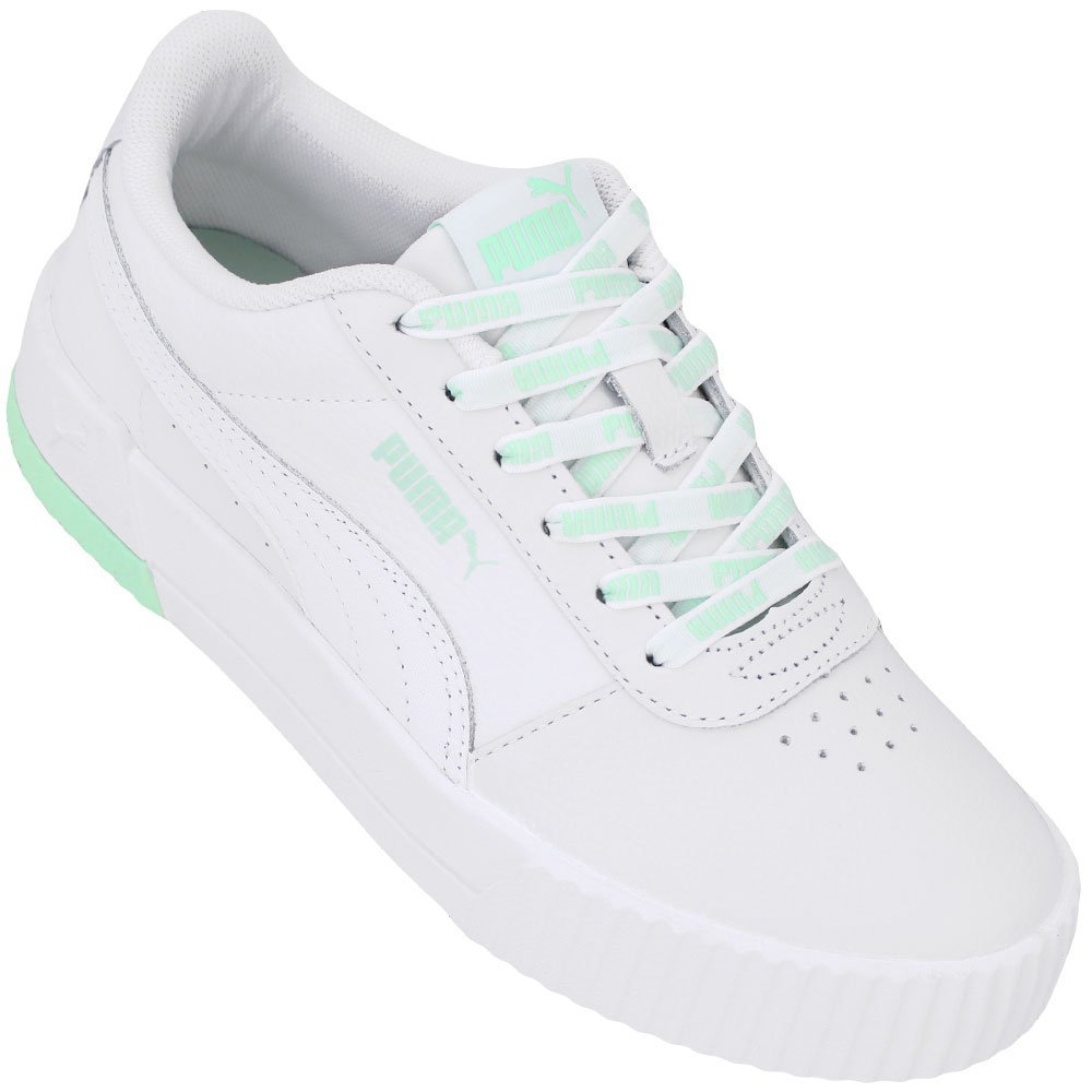 Tênis Puma Carina Logomania Feminino Branco/Verde 2