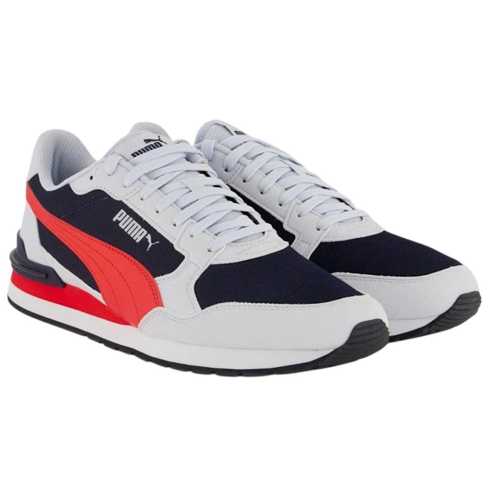 Tênis Puma ST Runner V4 Mesh Masculino Branco/Vermelho 2