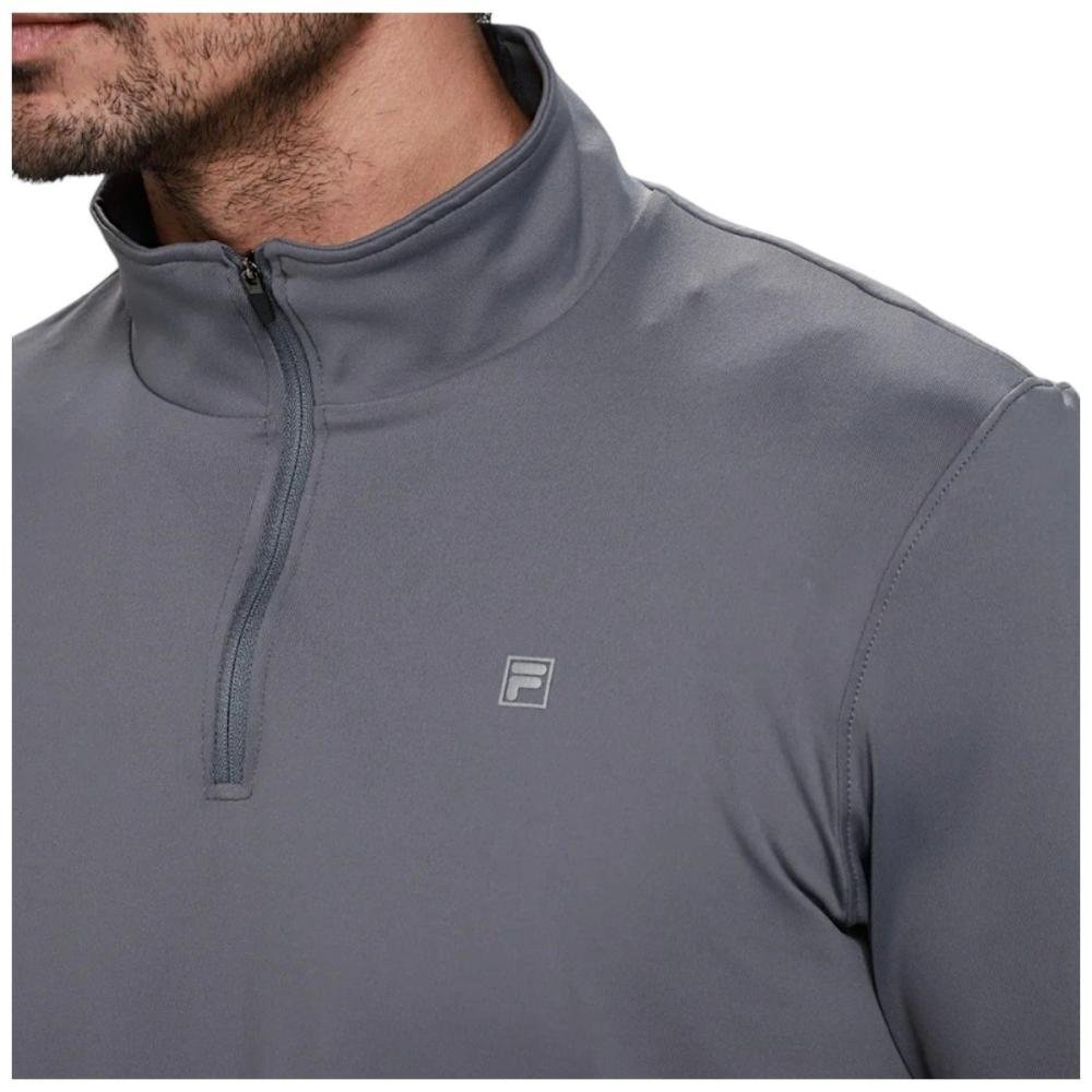 Blusa Manga Longa Fila Half Zíper Life Masculina Cinza 3