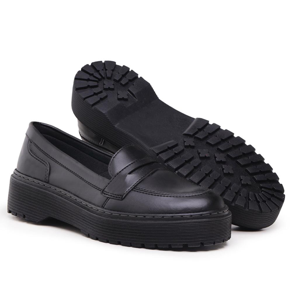 Sapato Mocassim Oxford Feminino Ever Way Moderno Casual Preto 3