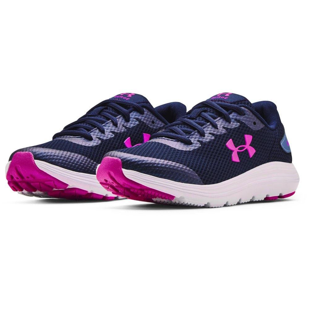 Tênis Running Under Armour Infantil Feminino Surge 2 Macio Azul 2