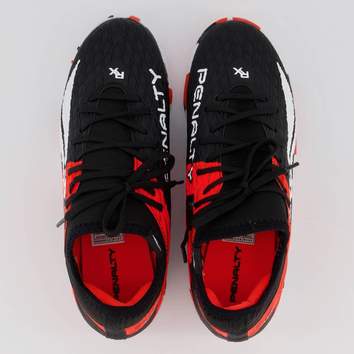 Chuteira Penalty RX Locker Y-3 Futsal Juvenil Preta e Laranja Preto/Laranja 4