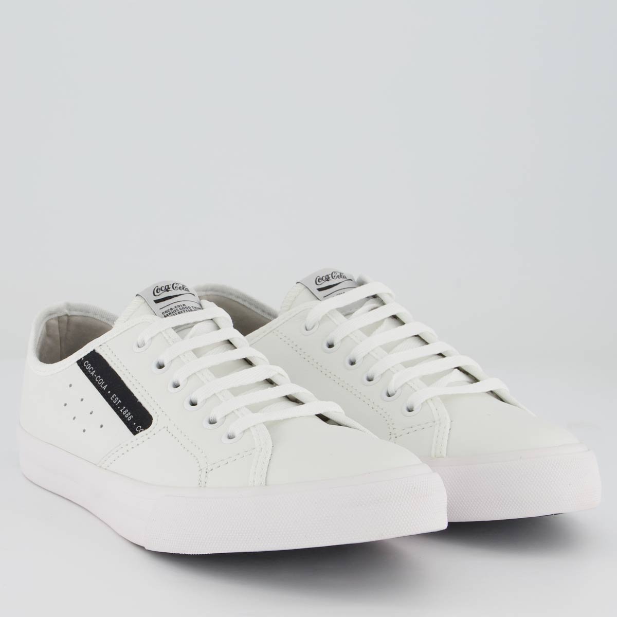 Tênis Coca Cola Florida Leather Feminino Branco e Preto Branco 2
