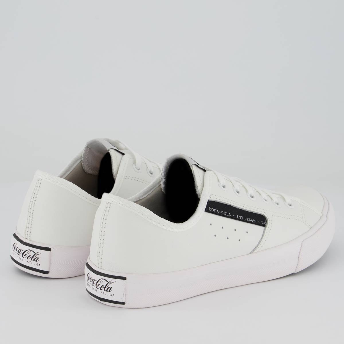 Tênis Coca Cola Florida Leather Feminino Branco e Preto Branco 3