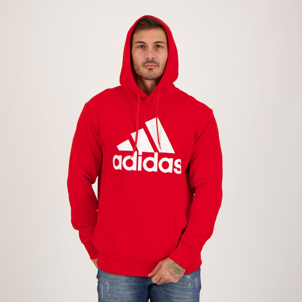 Moletom Adidas Logo Hoodie Vermelho