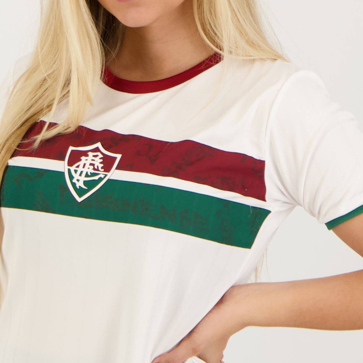 Camisa Fluminense Stencil Feminina Branca Branco 4