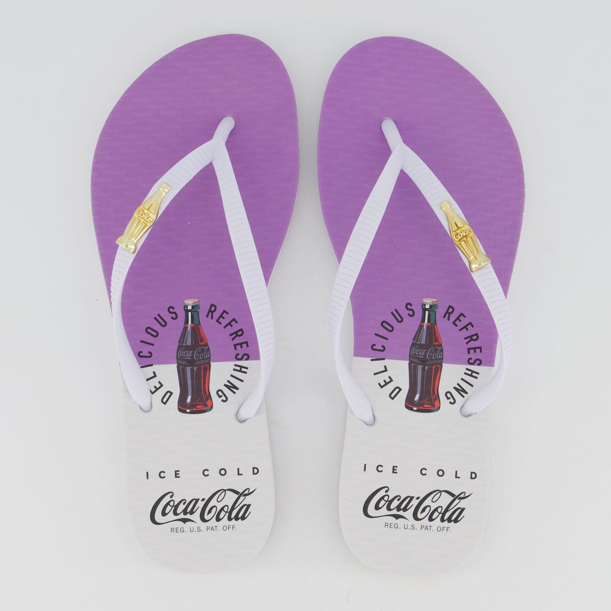 Chinelo Coca Cola Block Feminino Branco e Lilás Branco 1