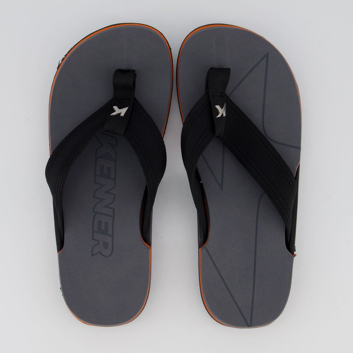 Chinelo Kenner Nk6 Pro Preto e Laranja Preto 1