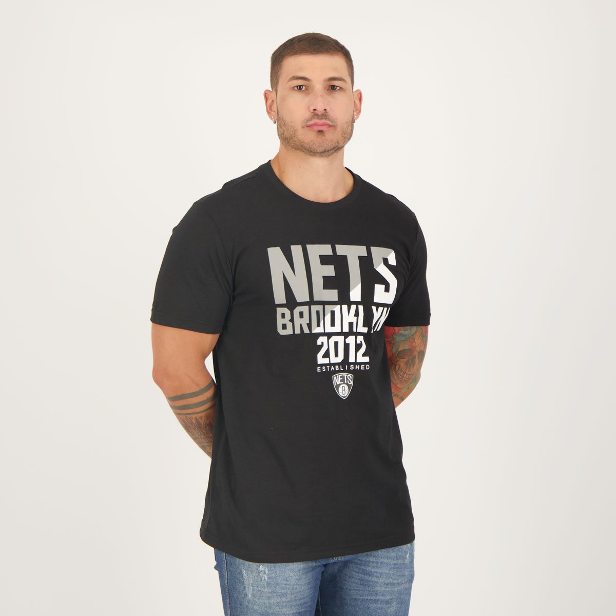 Camiseta NBA Spotlight Brooklyn Nets Preta Branco 5