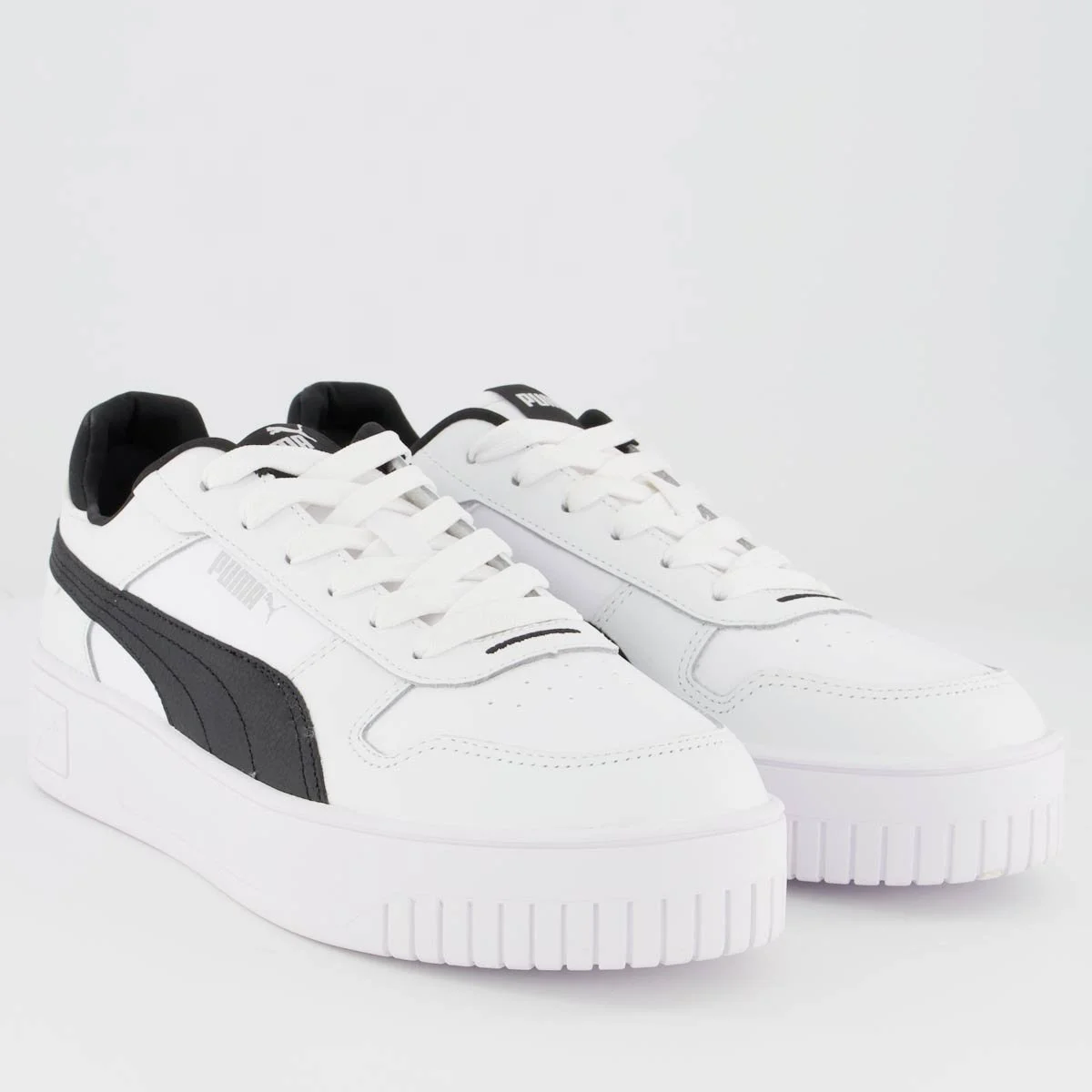 Tênis Puma Carina Logo Power Feminino Branco e Preto Branco 2