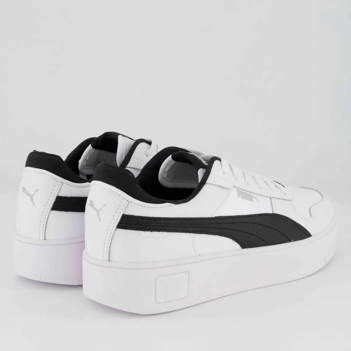 Tênis Puma Carina Logo Power Feminino Branco e Preto Branco 3
