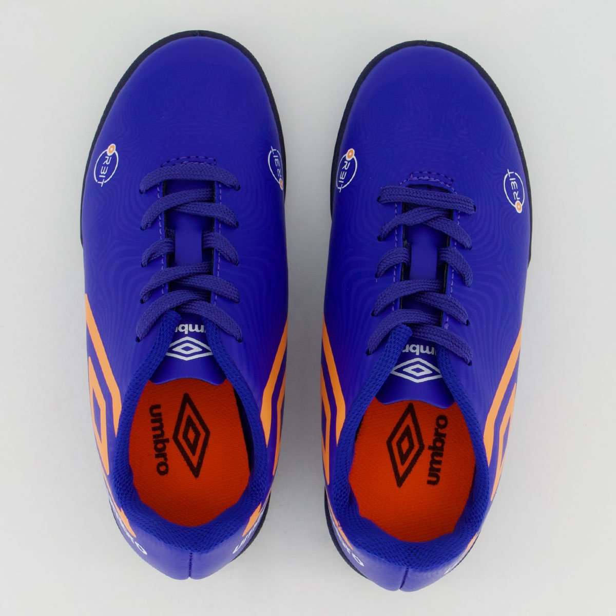 Chuteira Umbro Orbit Society Juvenil Azul Azul/Laranja 4