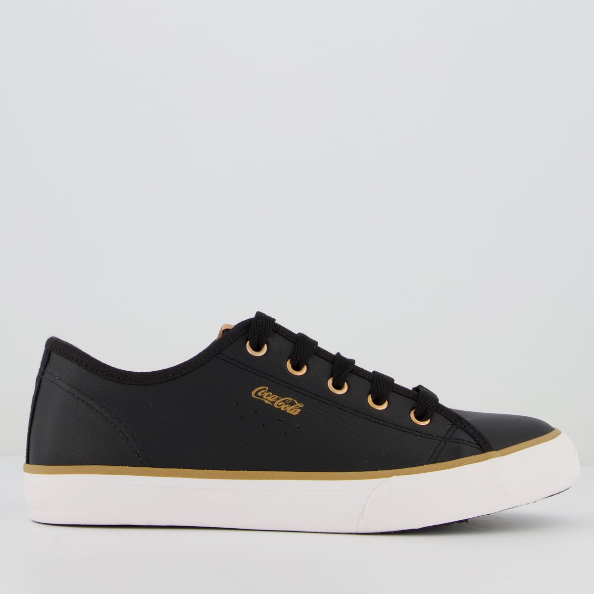 Tênis Coca Cola Stream Leather Feminino Preto e Cobre Preto