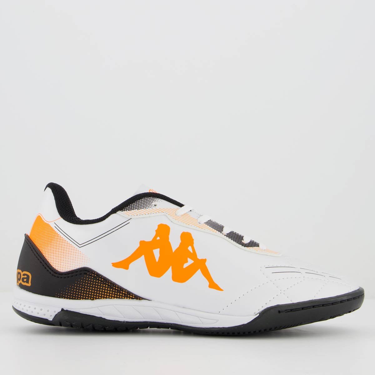 Chuteira Kappa Flórida Futsal Prata e Laranja Branco/Laranja