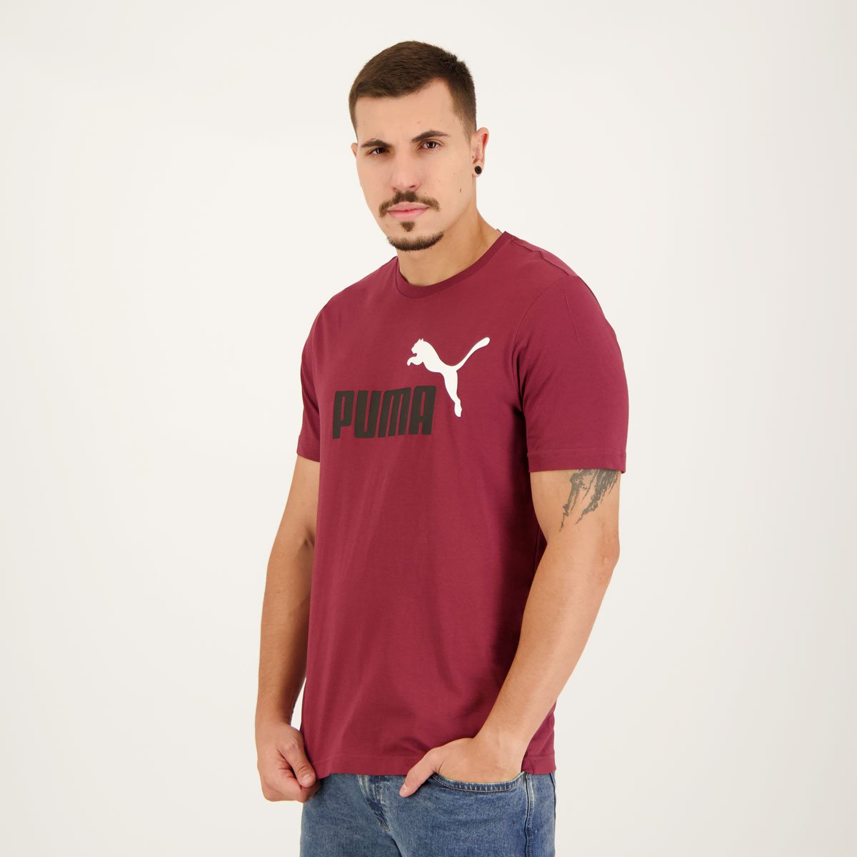 Camiseta Puma ESS+ 2Col Logo Vinho Vermelho 5
