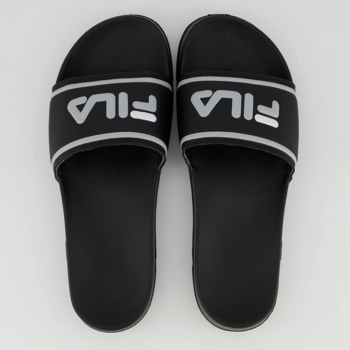 Chinelo Fila Drifter Stripes Logo II Preto e Cinza Preto 1